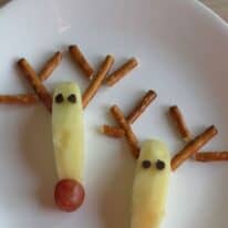 red nose reindeer snacks pin