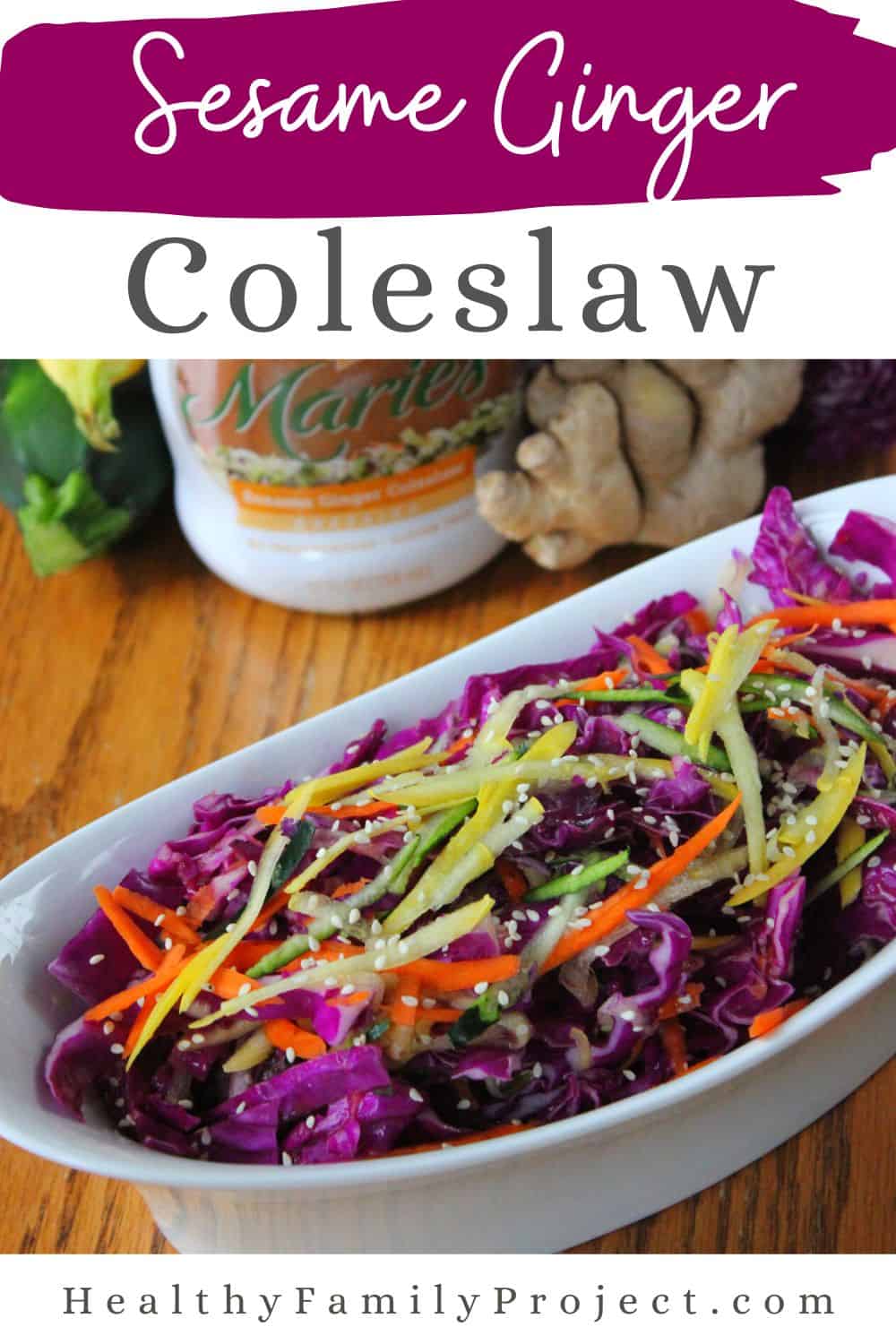 easy  and healthy sesame ginger coleslaw 