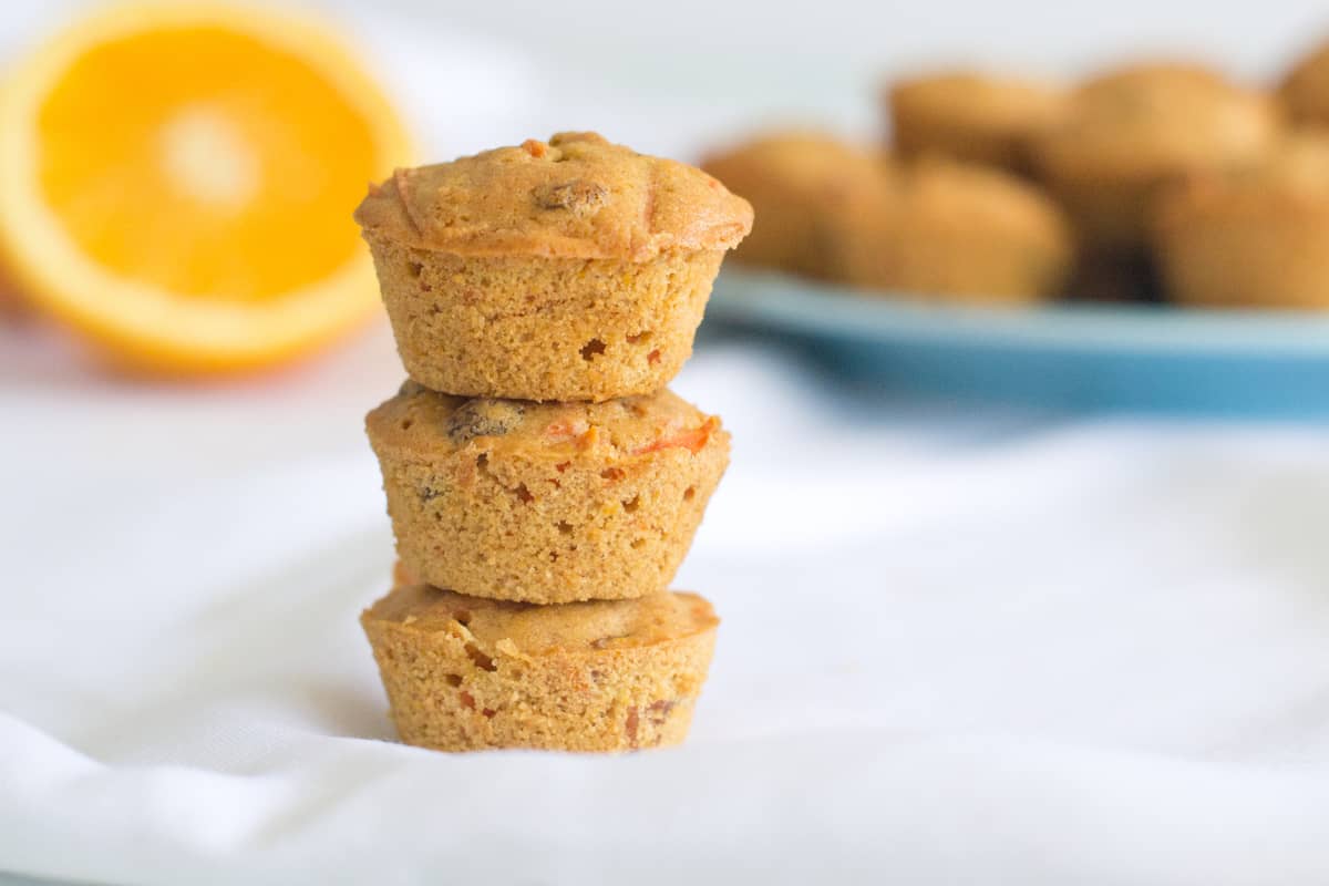 Orange Carrot Mini Muffins with Raisins