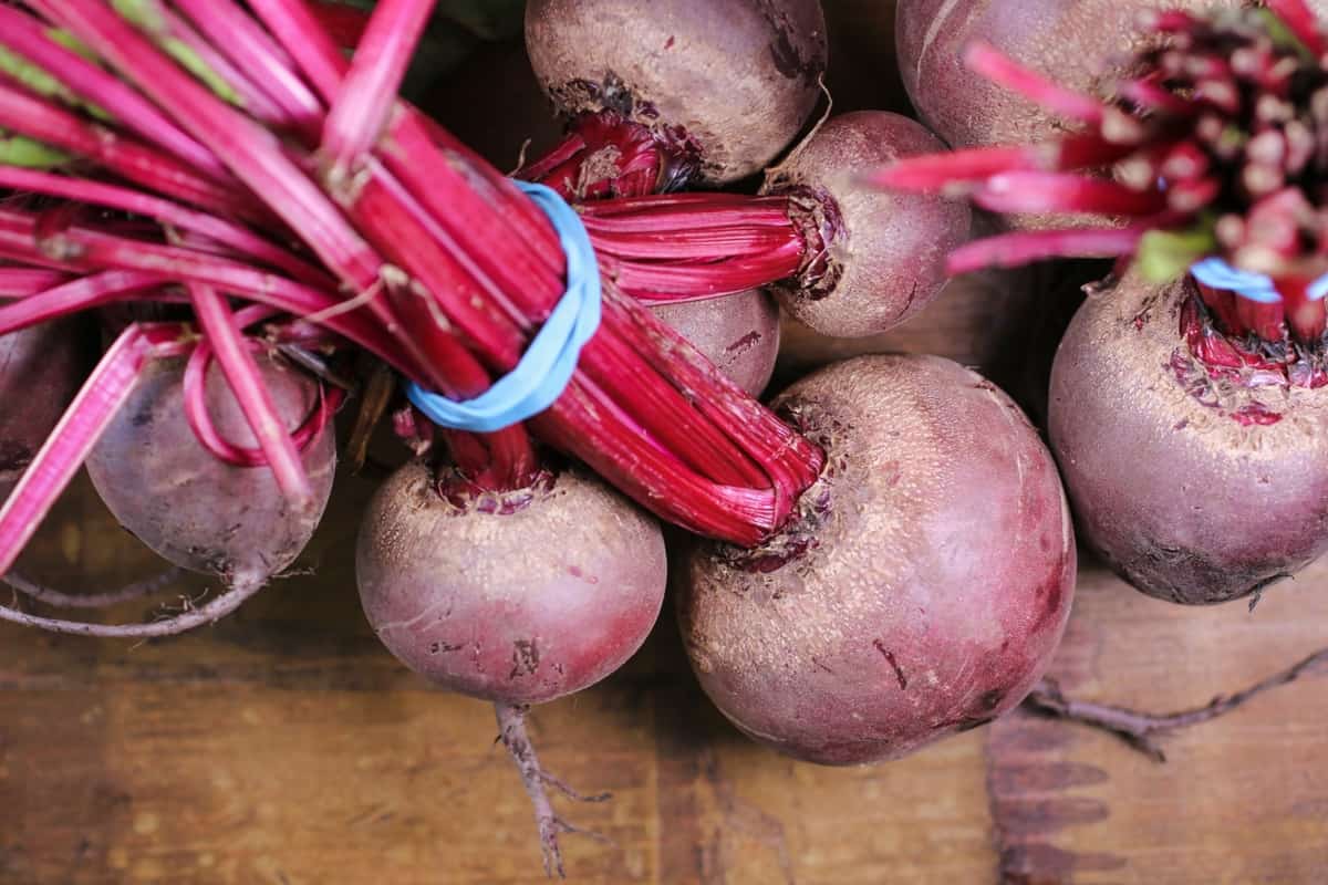 whole beets tied together. 