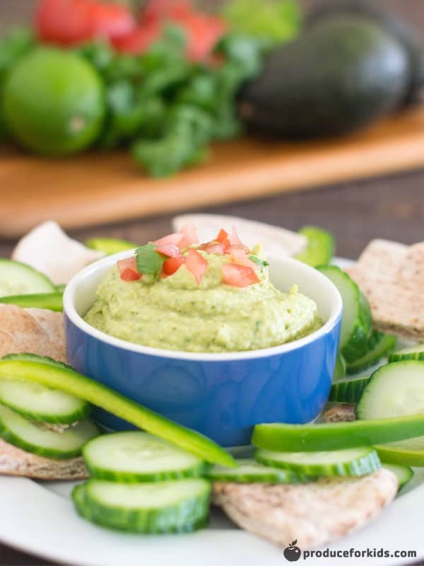 Guacamole Hummus Dip for a Make and Take dish 