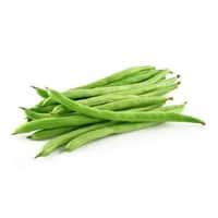bunch of green beans on white background