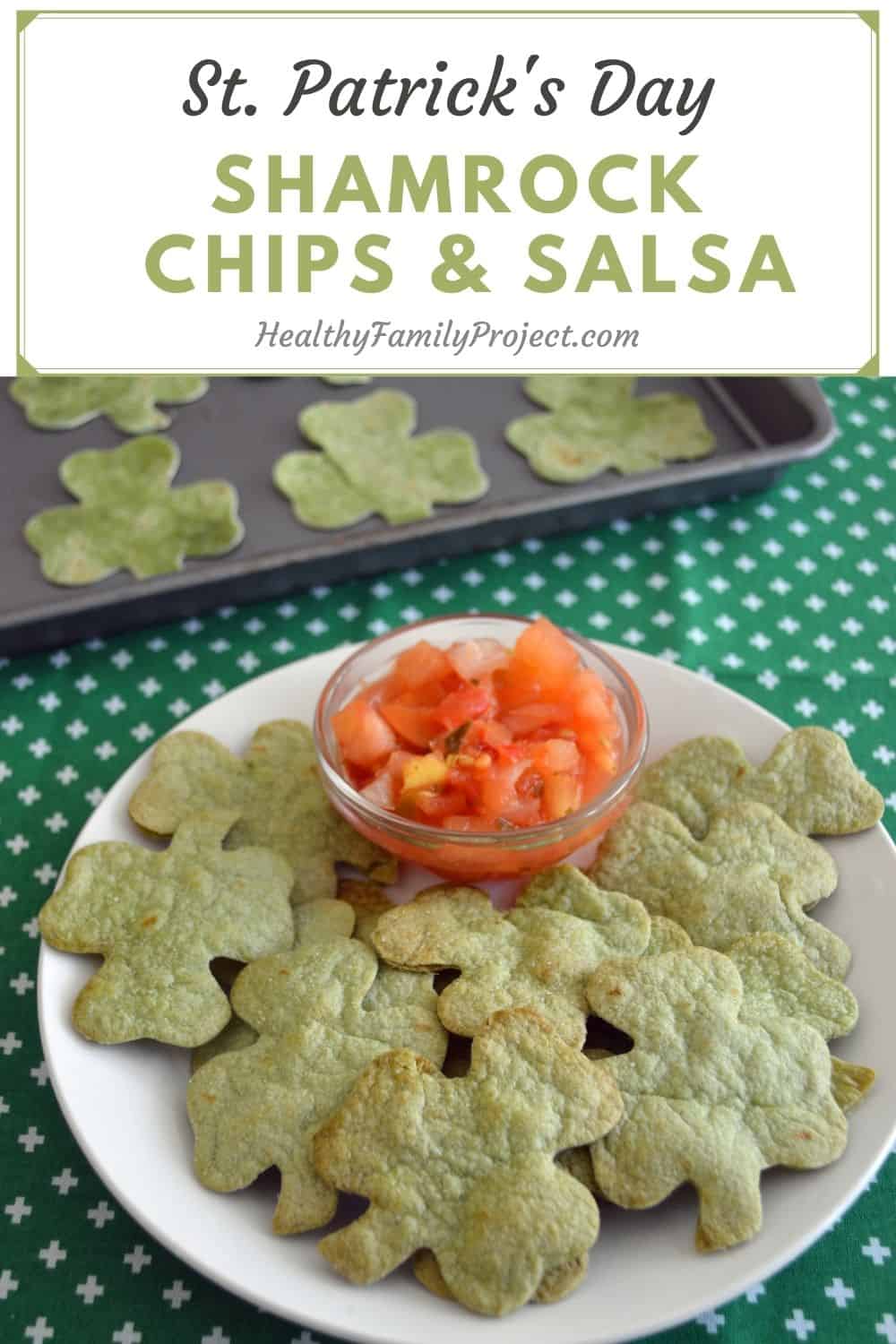 shamrock chips and salsa for Saint Patrick's Day 