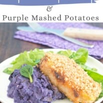 baked pork chops with purple mashed potatoes
