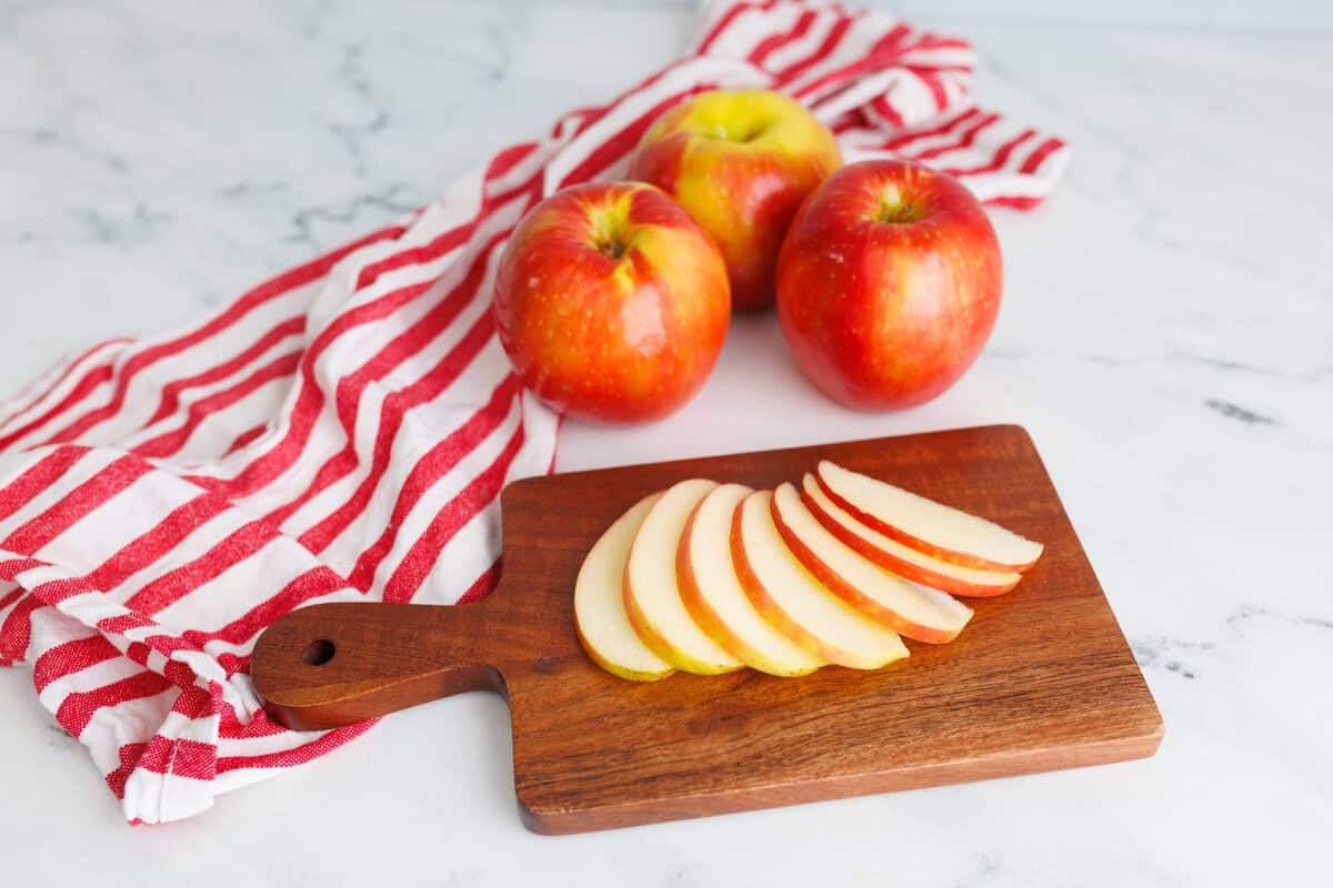 apples sliced for apple salad
