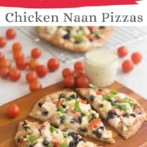 Southwest chicken naan pizzas pin