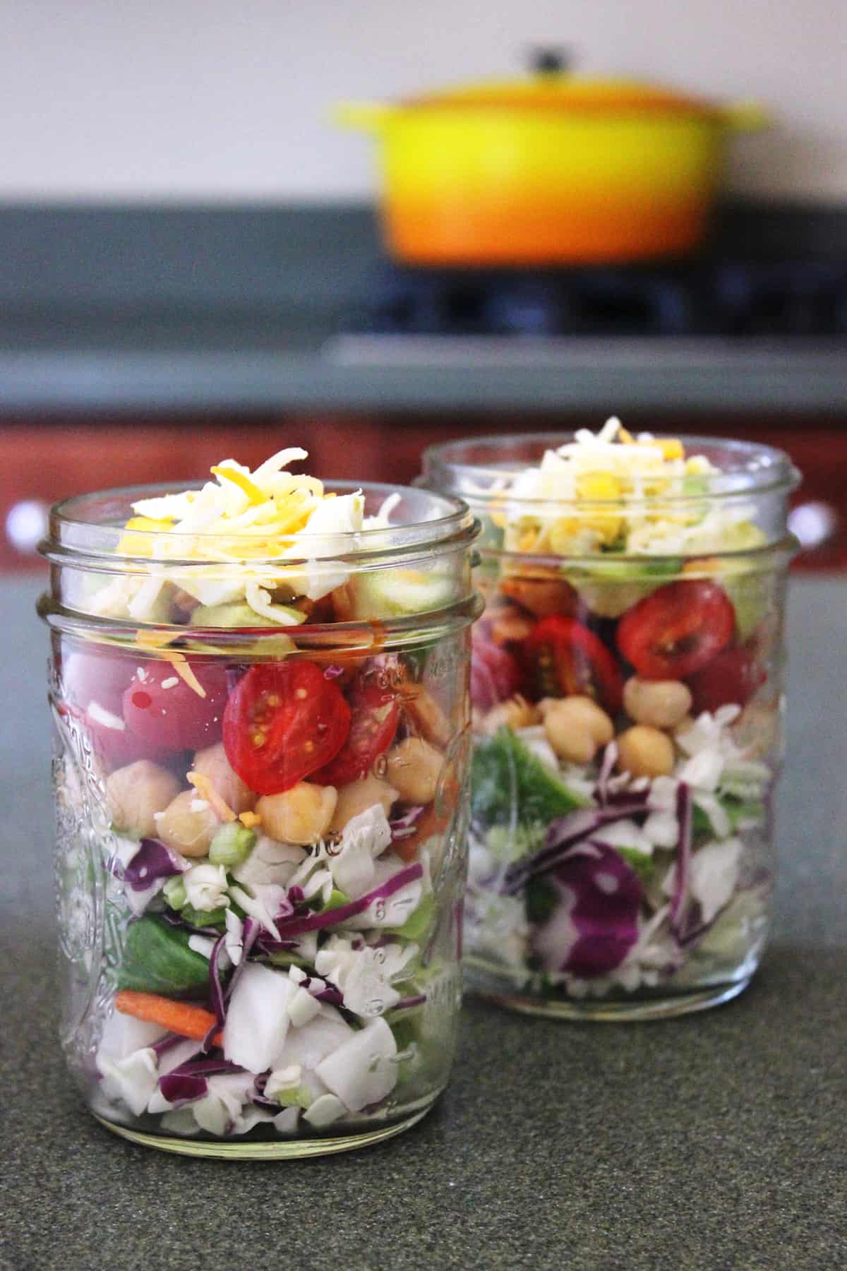 best bbq chicken chopped salad in mason jar