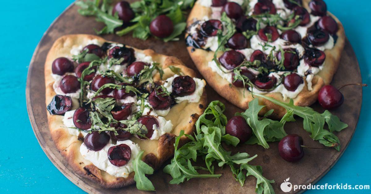 Cherry and Goat Cheese Flatbread Pizza