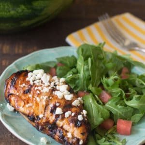 Grilled Chicken with Watermelon Glaze and Feta