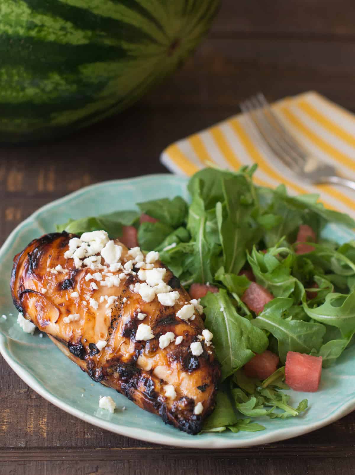 Feta over grilled chicken.