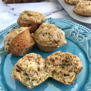 Mini Zucchini Bread Muffins are the perfect after-school snack. Made with whole wheat flour, applesauce rather than oil, and a veggie, they are a healthy snack any time of the day. They also freeze well and are the perfect grab-and-go snack.