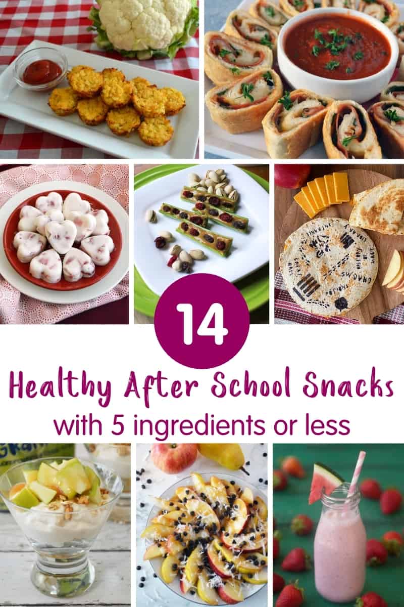 Collage of after school snack recipe images