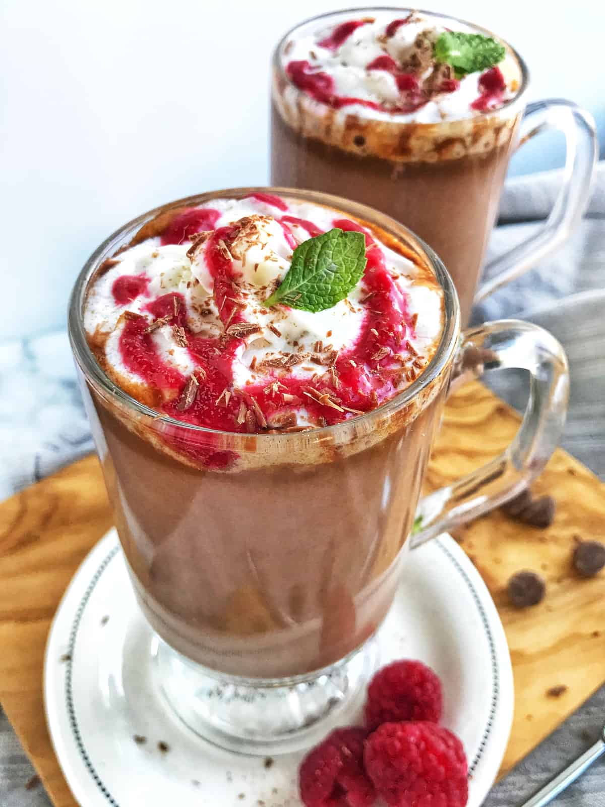Hot Chocolate with raspberry drizzle