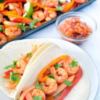 Sheet Pan Shrimp Fajitas and Shrimp Tacos.