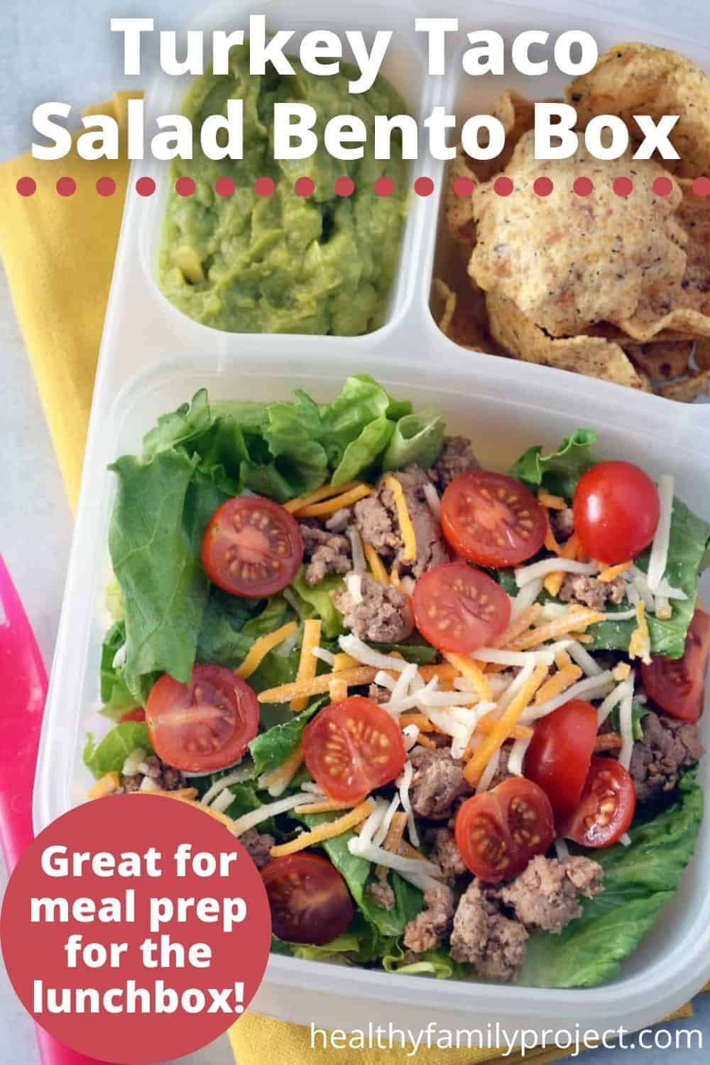 turkey taco salad bento box pin 