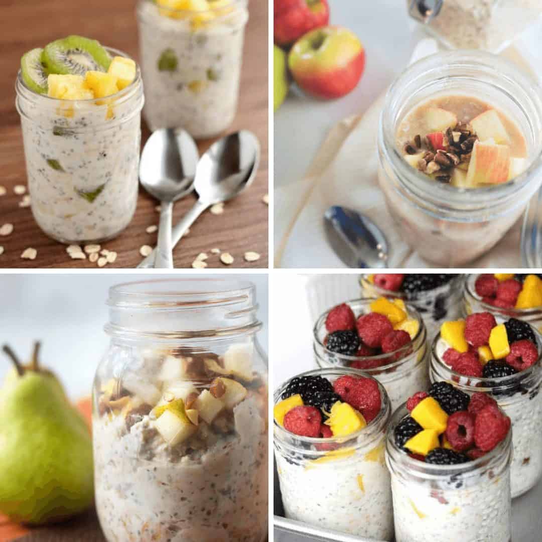 Collage of overnight oats recipes