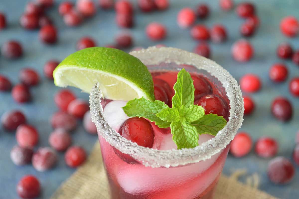 Pomegranate Mojito Mocktail with Cranberries