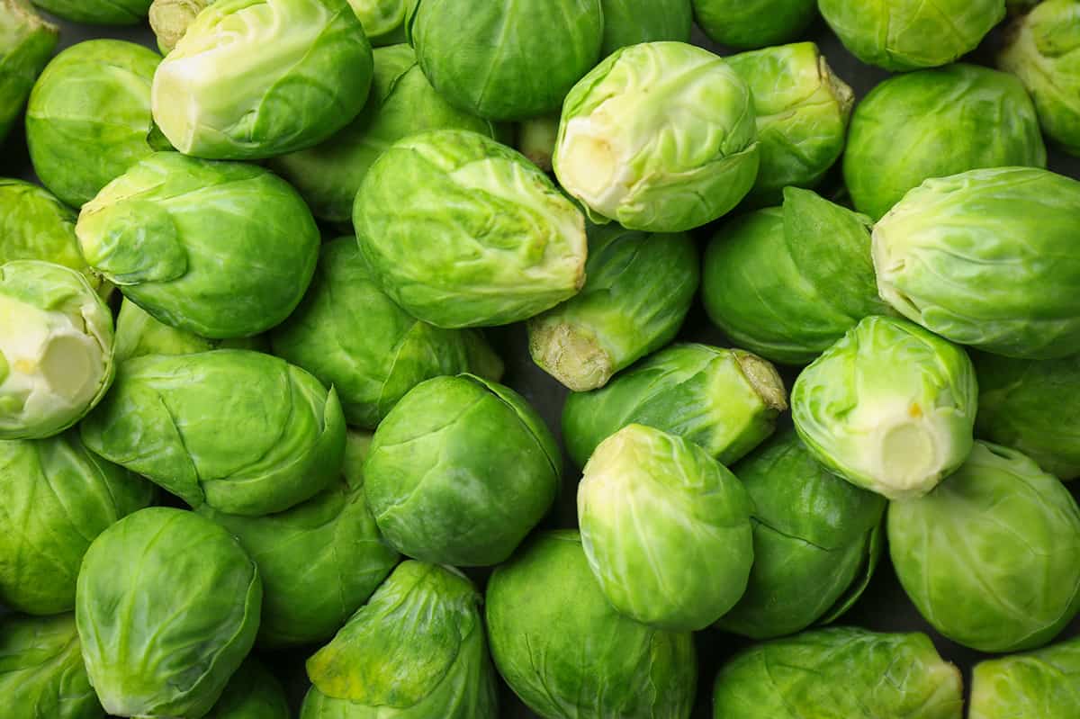 Raw Brussels sprouts as background