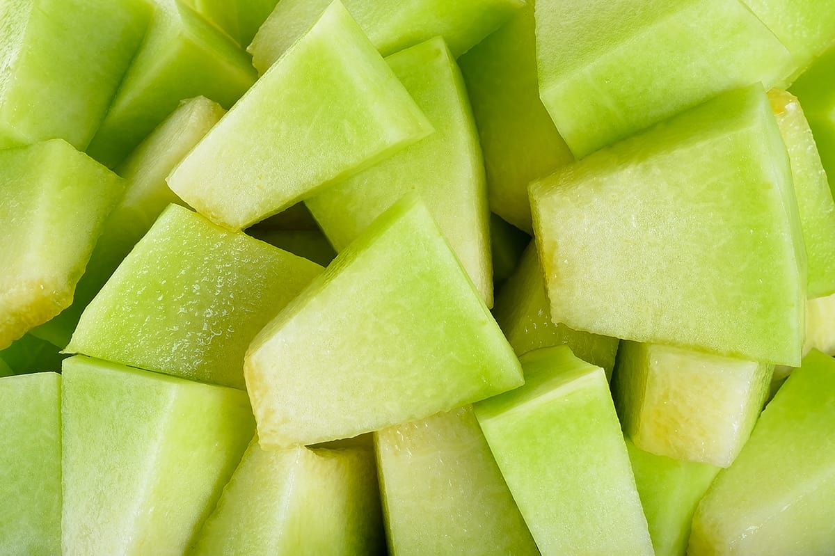 Close up of chopped honeydew melon