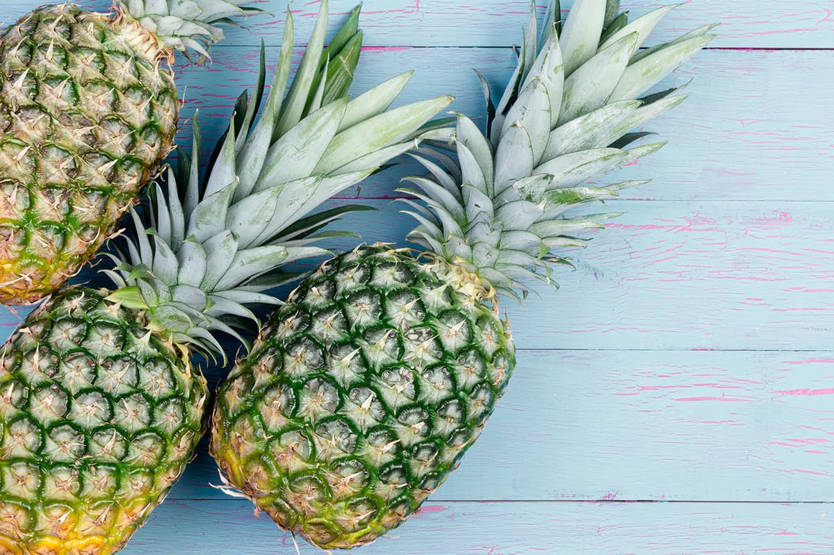 Pineapple on wood table