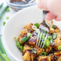 Crispy Baked Tofu with Ginger Soy Sauce
