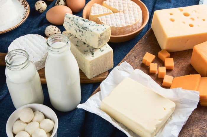 Collection of milk, cheese and other dairy products