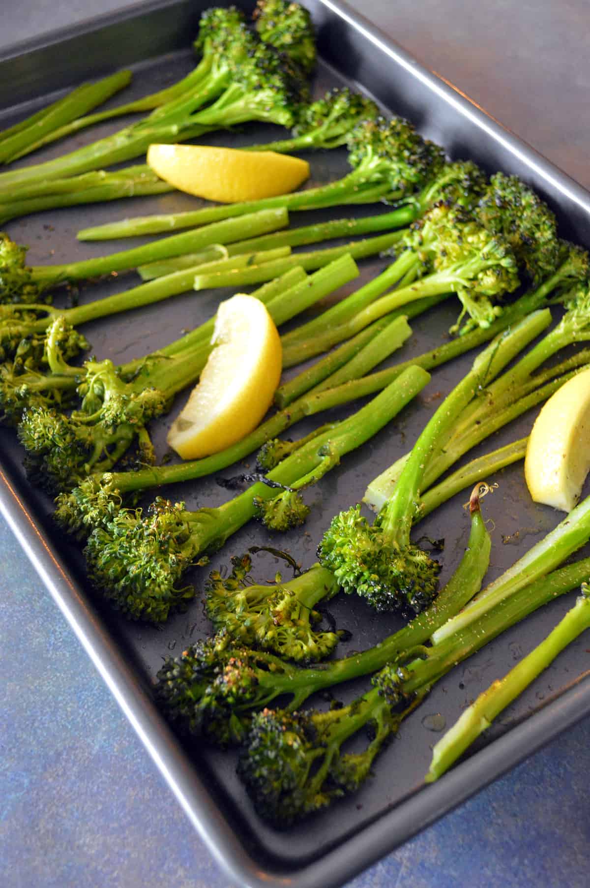 lemon garlic Roasted broccoli on sheet pan