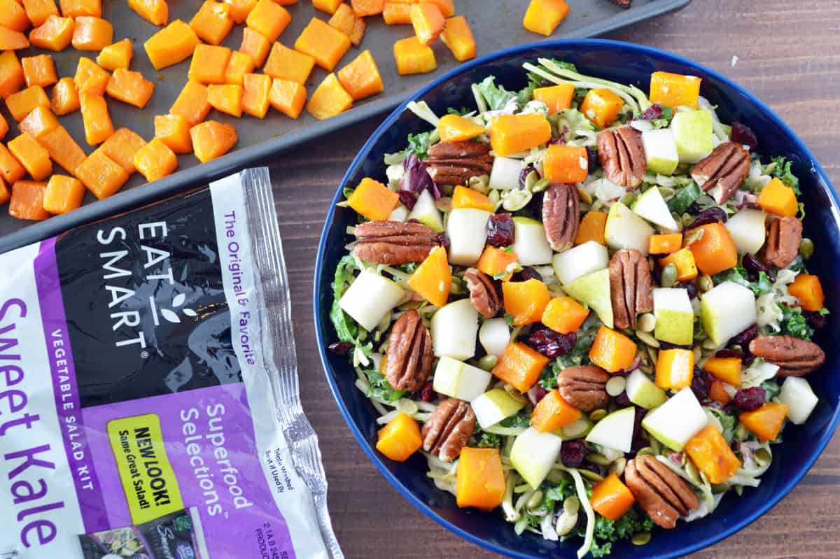 Roasted Butternut Squash Sweet Kale Salad - Healthy Family Project