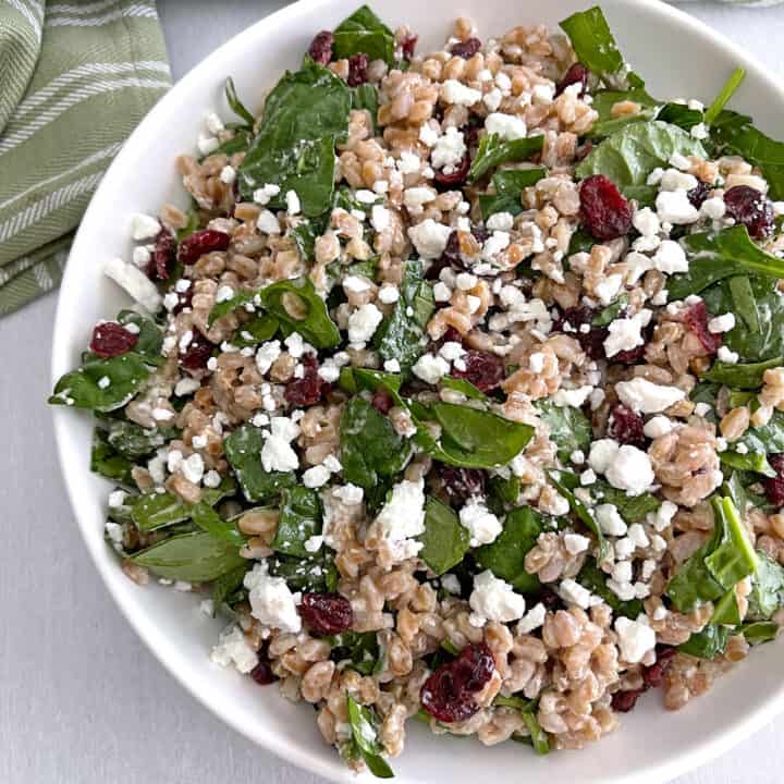 Farro Salad with Spinach, Cranberries & Goat Cheese | Healthy Family ...
