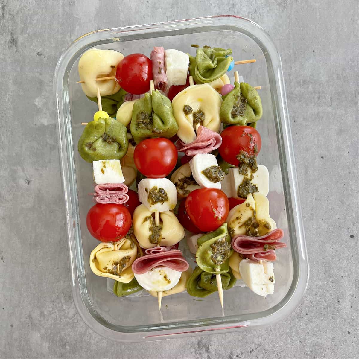 Pesto Antipasti Tortellini Skewers