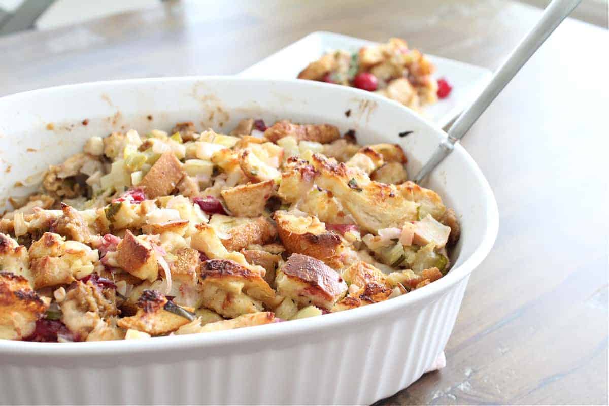 Tasty Stuffing With Cranberries and Vegan Sausage