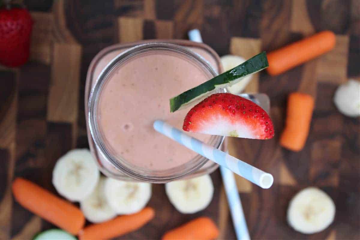 Strawberry Banana Smoothie with vegetables