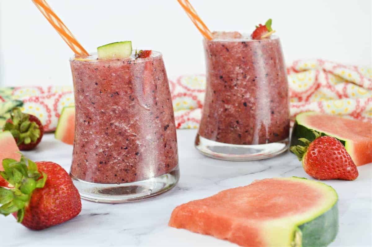 Easy Strawberry Watermelon Fruit Slushies
