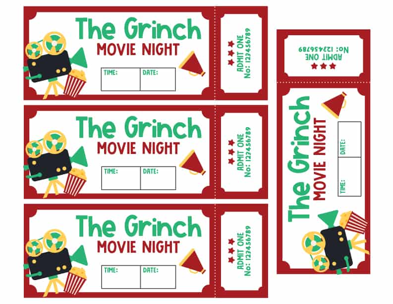 The Grinch Movie Night Popcorn Box Printable 