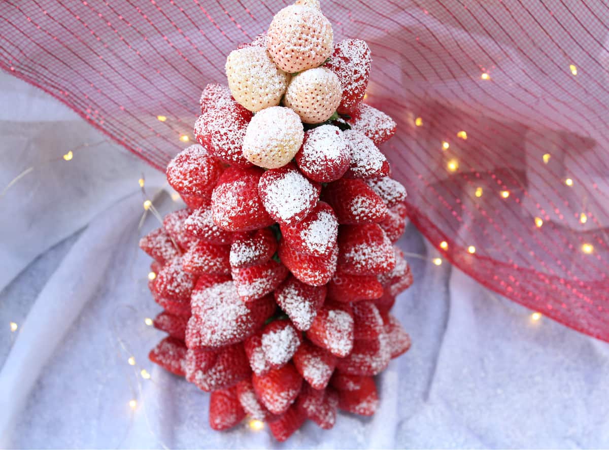 Powdered Sugar On Strawberry Christmas Tree