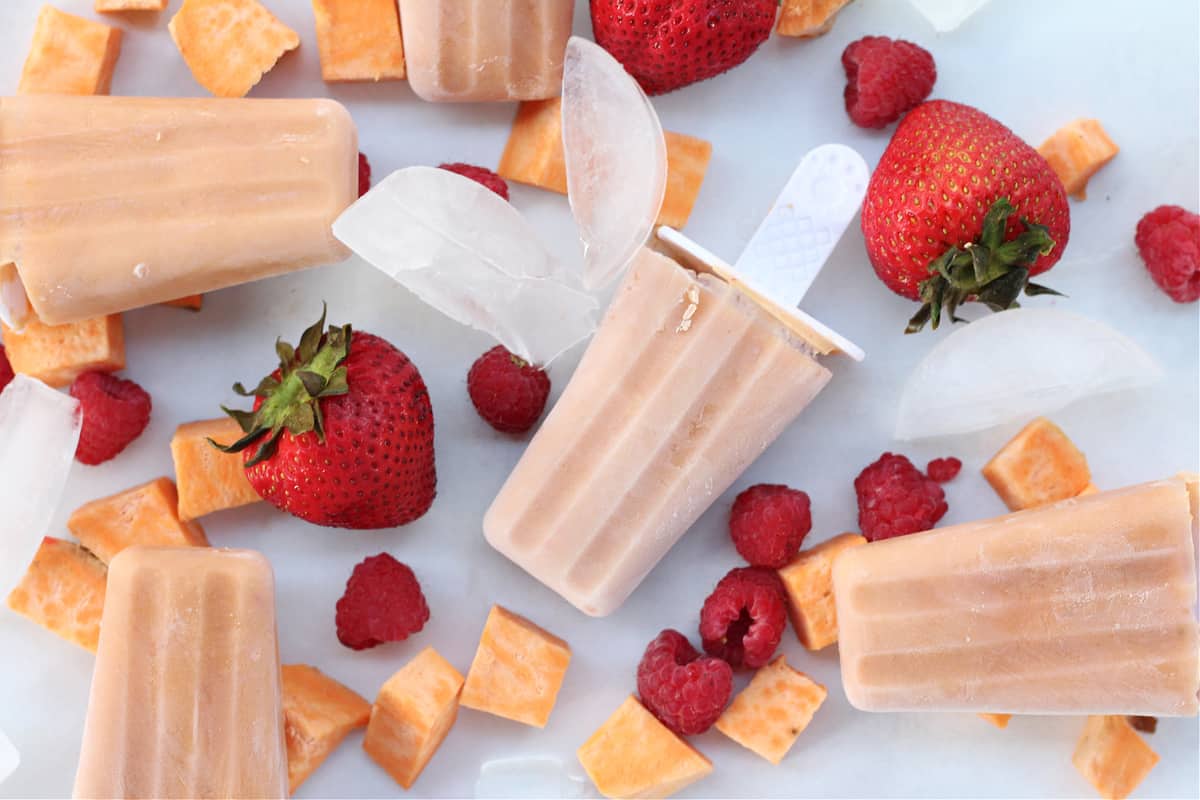 berry and sweet potato popsicles