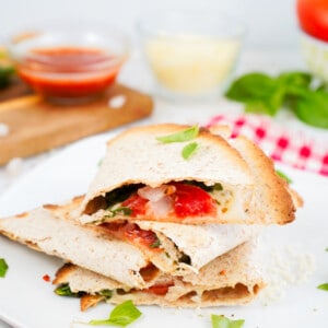 Air Fryer Pizza Quesadillas with fresh vegetables