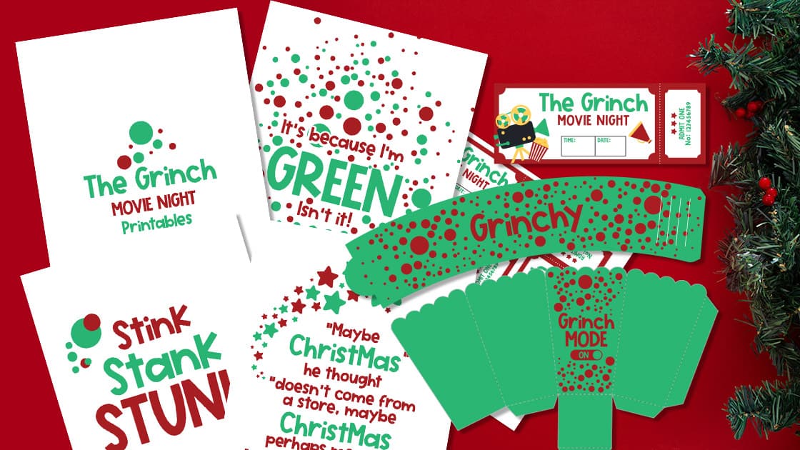 The grinch movie night printable pack  