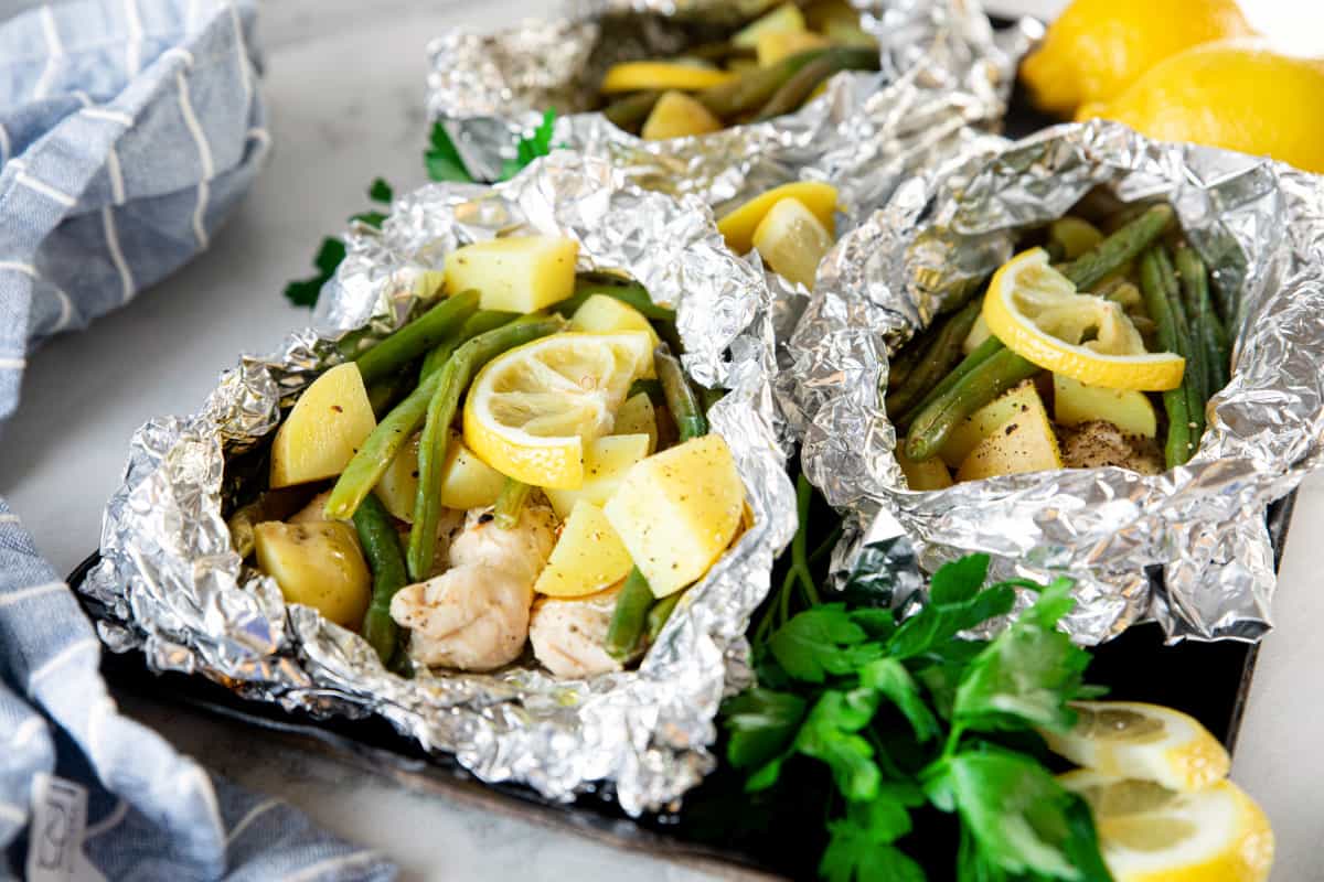 Lemon Chicken & Veggies Foil Packet Dinner