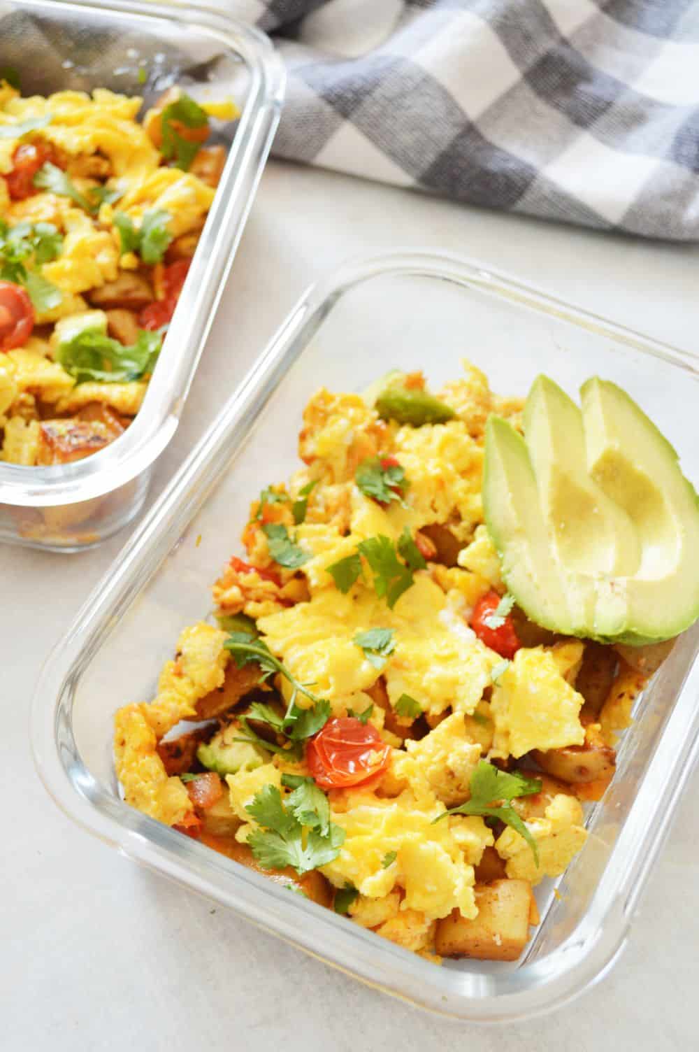 Meal Prep Breakfast Scramble in containers 
