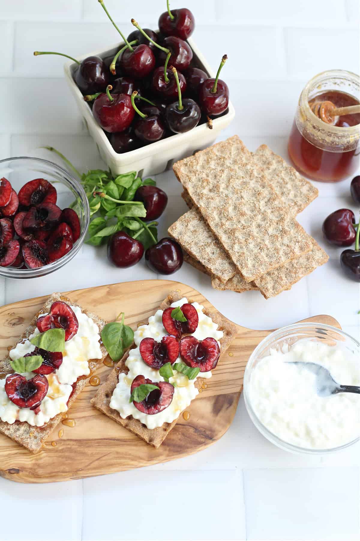 Cottage Cheese Toast with fresh cherries