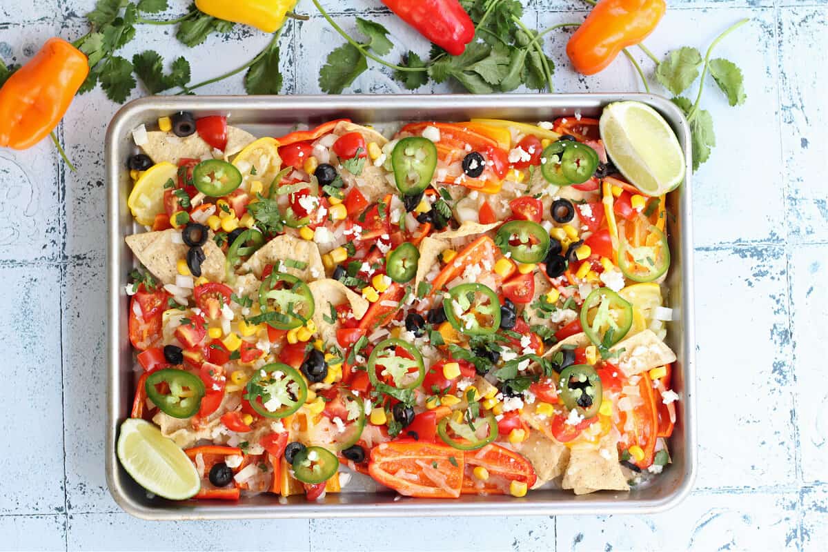 Easy Back To School Meal Plan Sheet Pan Peppers and Nachos