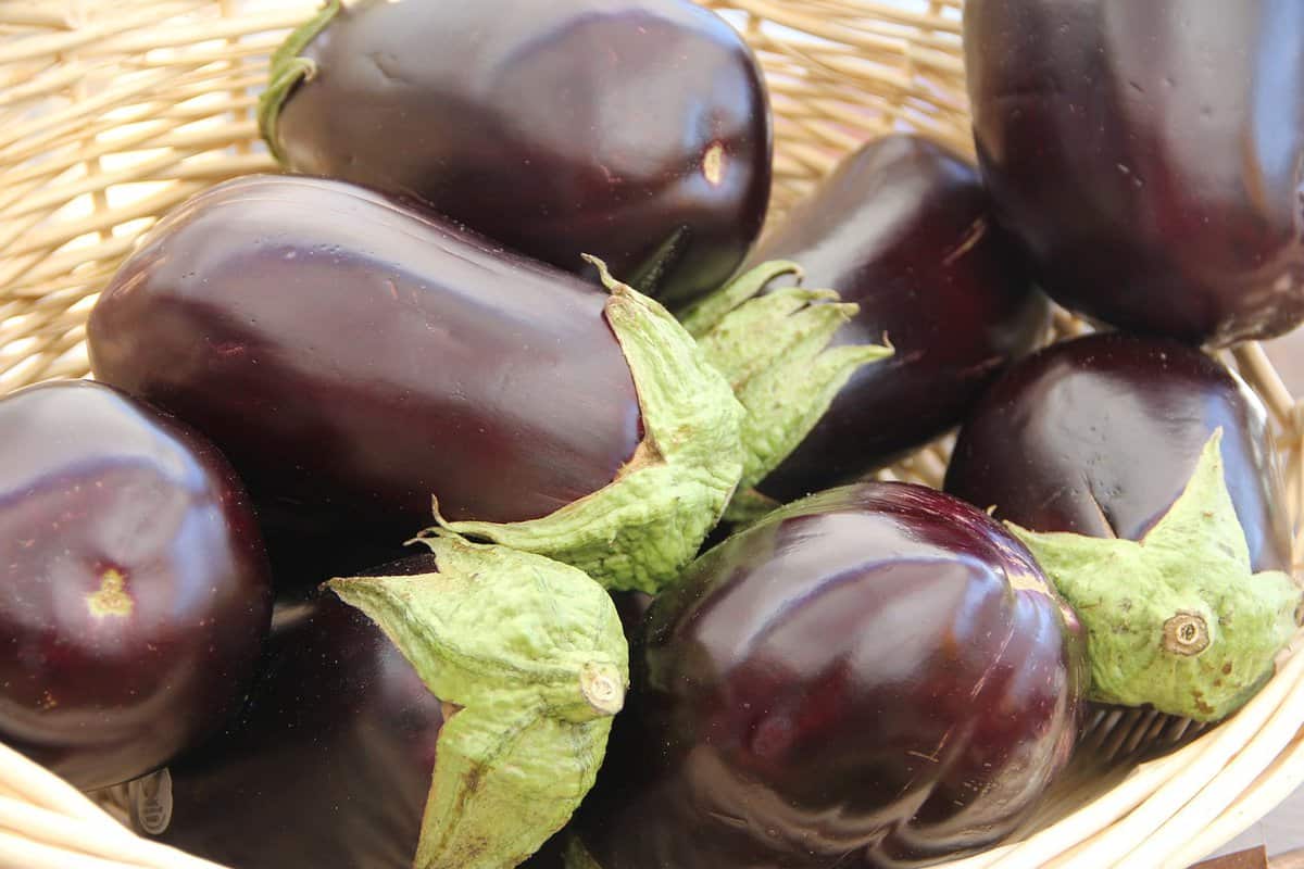 Healthy Kale and Ricotta Stuffed Eggplant Rollatini - Basket of Eggplants