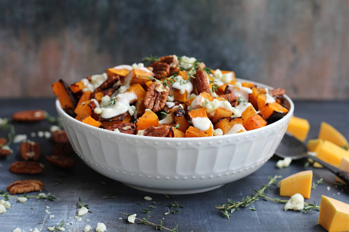 best roasted butternut squash with blue cheese and pecans