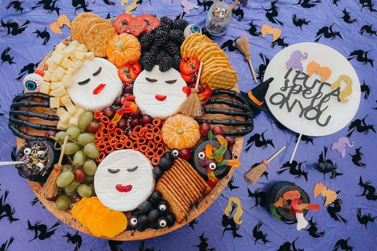 Charcuterie board with Halloween decoration theme