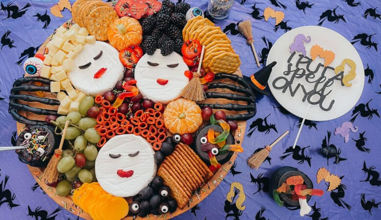 Charcuterie board with Halloween decoration theme