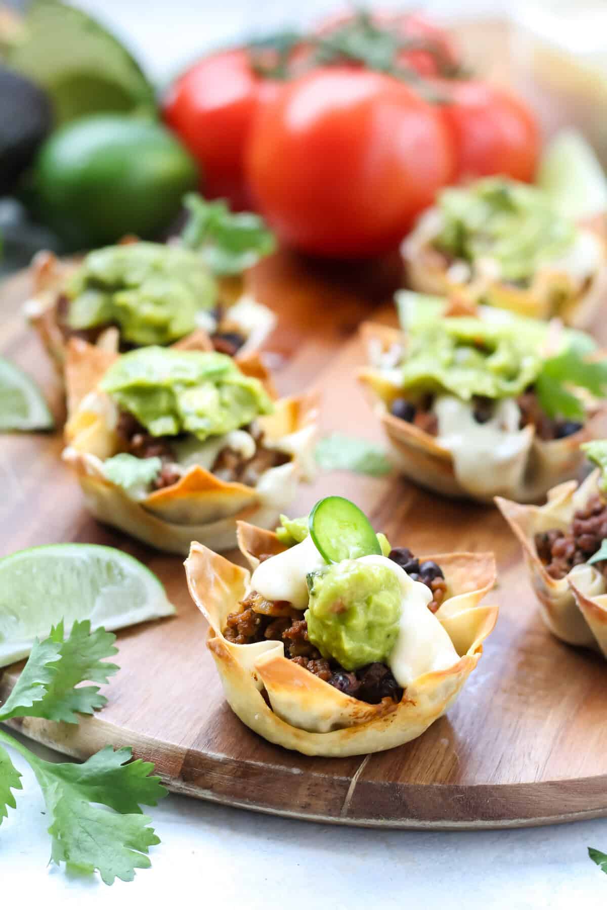 How To Make Mini Wonton Taco Cups - Healthy Family Project