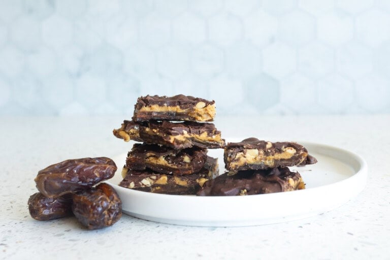 Delicious date bar with peanuts and covered with chocolate