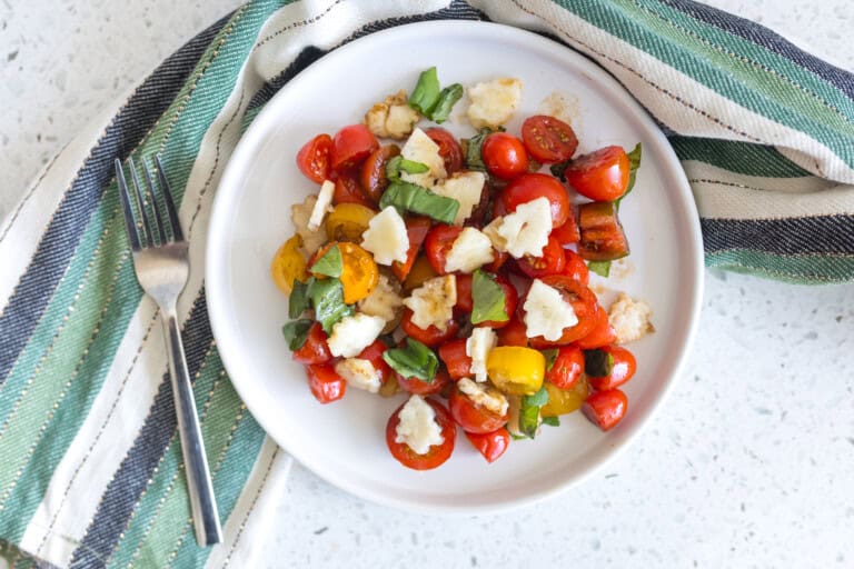 Christmas Tree mozzarella and tomato salad on a dish